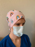 Pink Colorful Rainbow Scrub Hat- Style 1