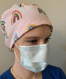 Pink Colorful Rainbow Scrub Hat- Style 1