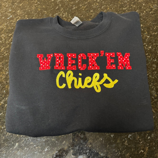 Wreck’Em Chiefs Embroidery Long Sleeve T-Shirt