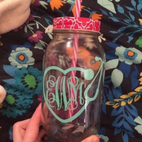 Mason Jar- Red Floral