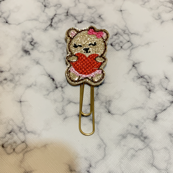 Teddy Bear Heart Paper Clip