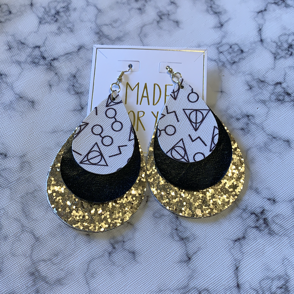 Black And Gold Wizard Earrings