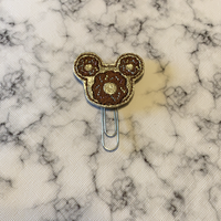 Mouse Ears Donut Paper Clip-Brown Icing