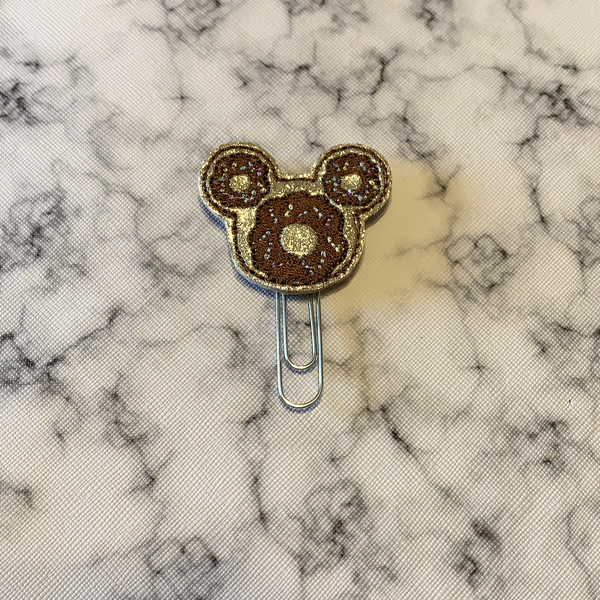 Mouse Ears Donut Paper Clip-Brown Icing