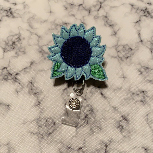 Sunflower With Leaves-Blue