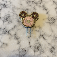 Mouse Ears Donut Paper Clip- Pink Icing