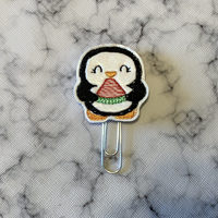 Penguin Holding Watermelon Paper Clip