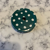 Mason Jar- Dark Green Polka Dots