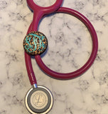 Grey Mini Floral Stethoscope Tag