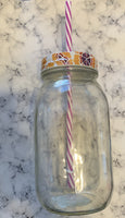 Mason Jar- Red Floral