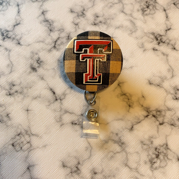 Plaid Texas Tech Button